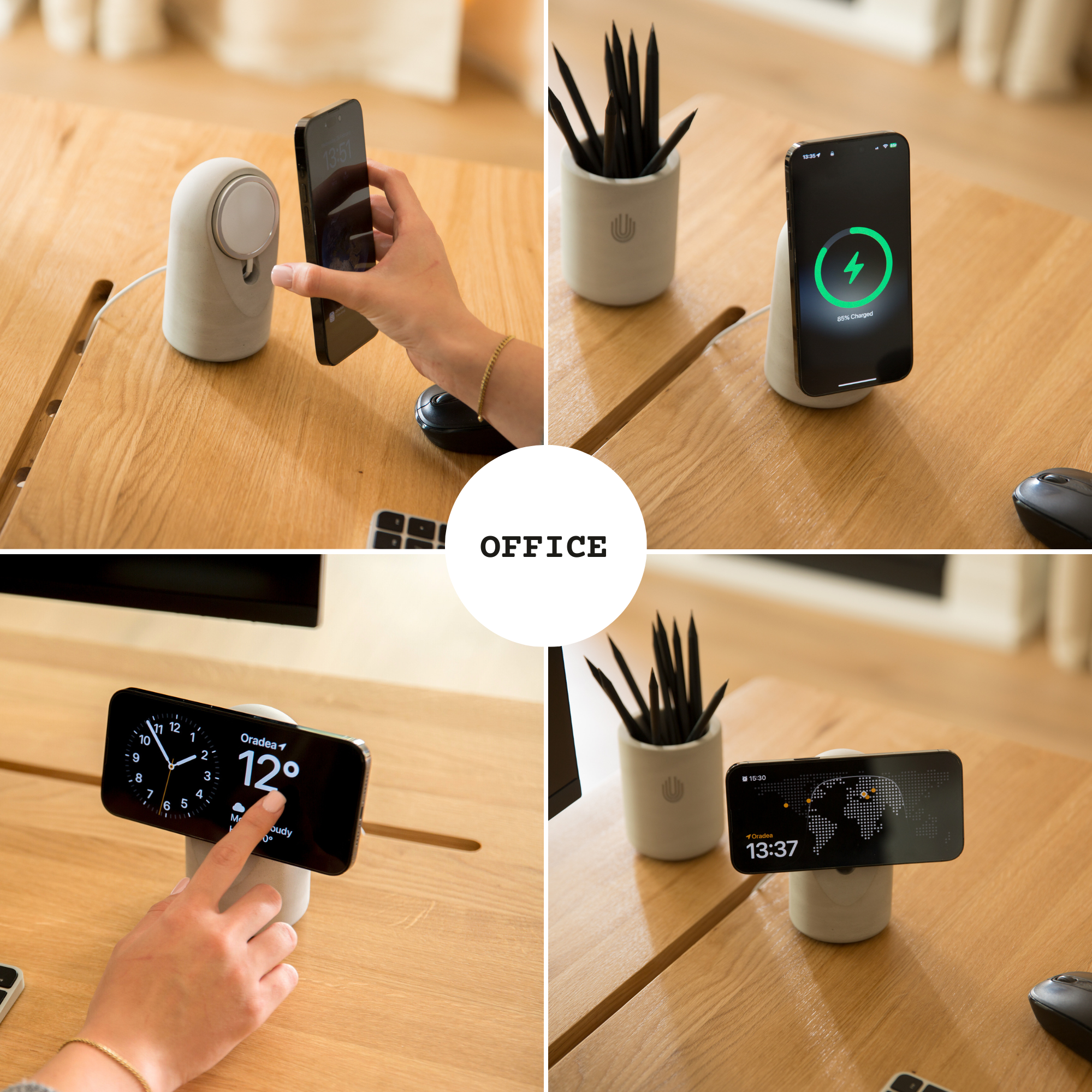 Concrete Wireless Charging Stand for iPhone & Smartphone