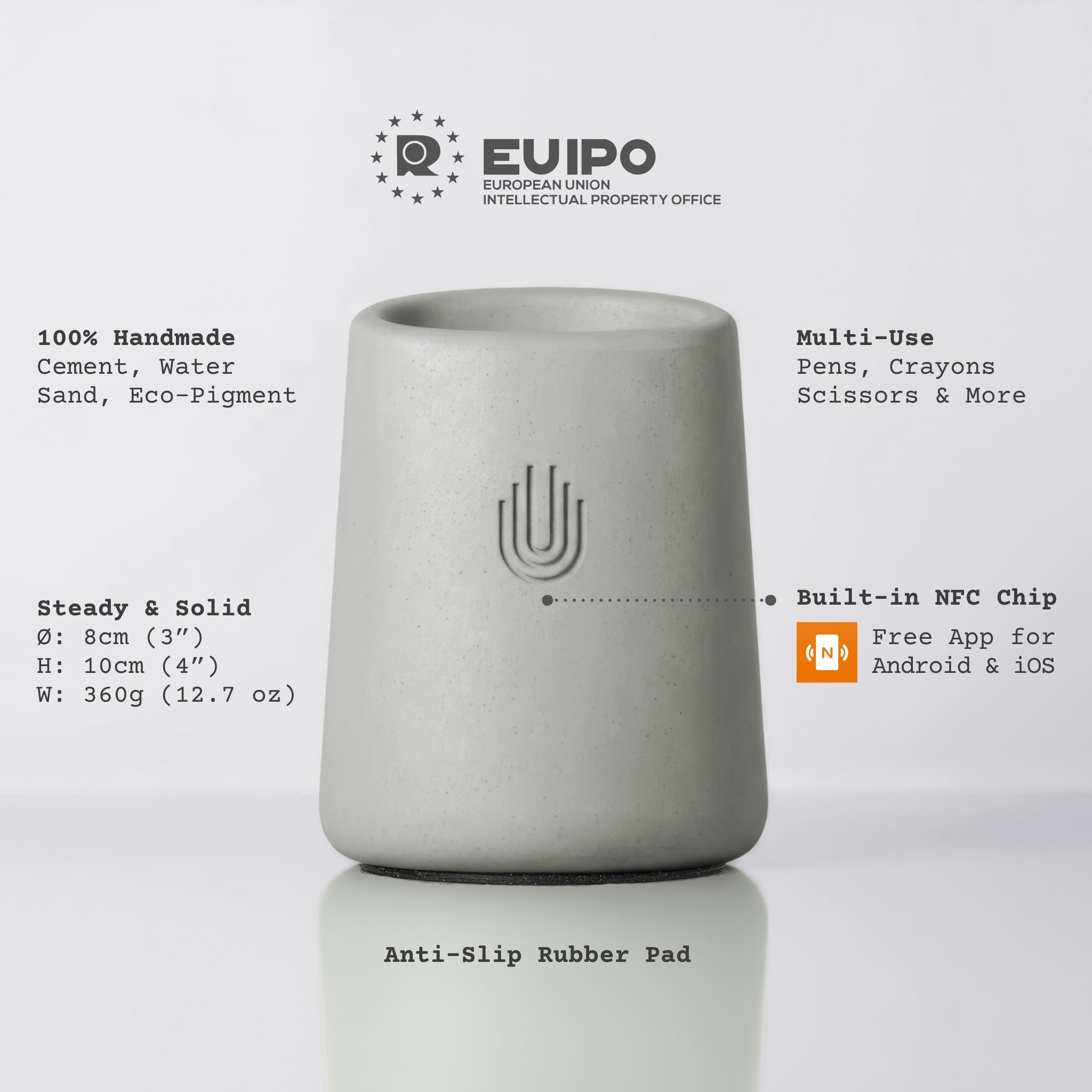 Concrete Pen Holder With Built-In NFC Chip