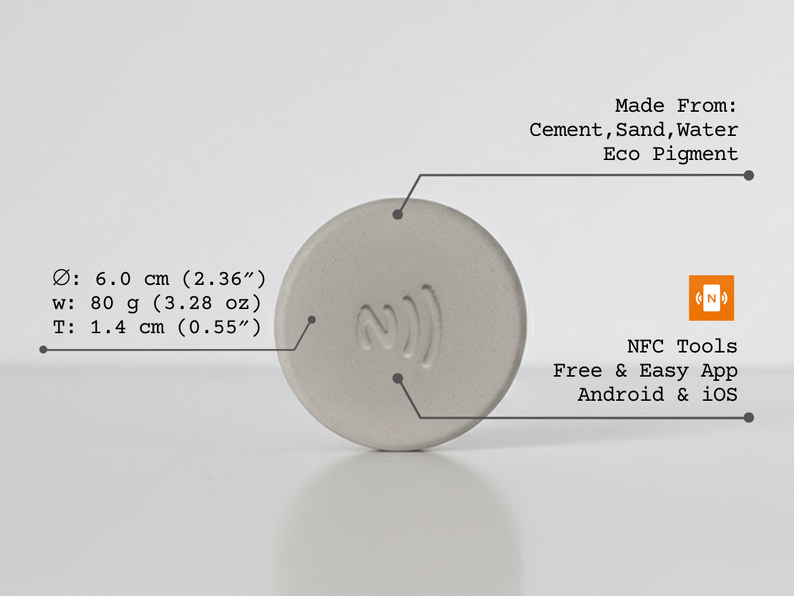 4 x Pack Taply Concrete Pucks With Built-In NFC Chip