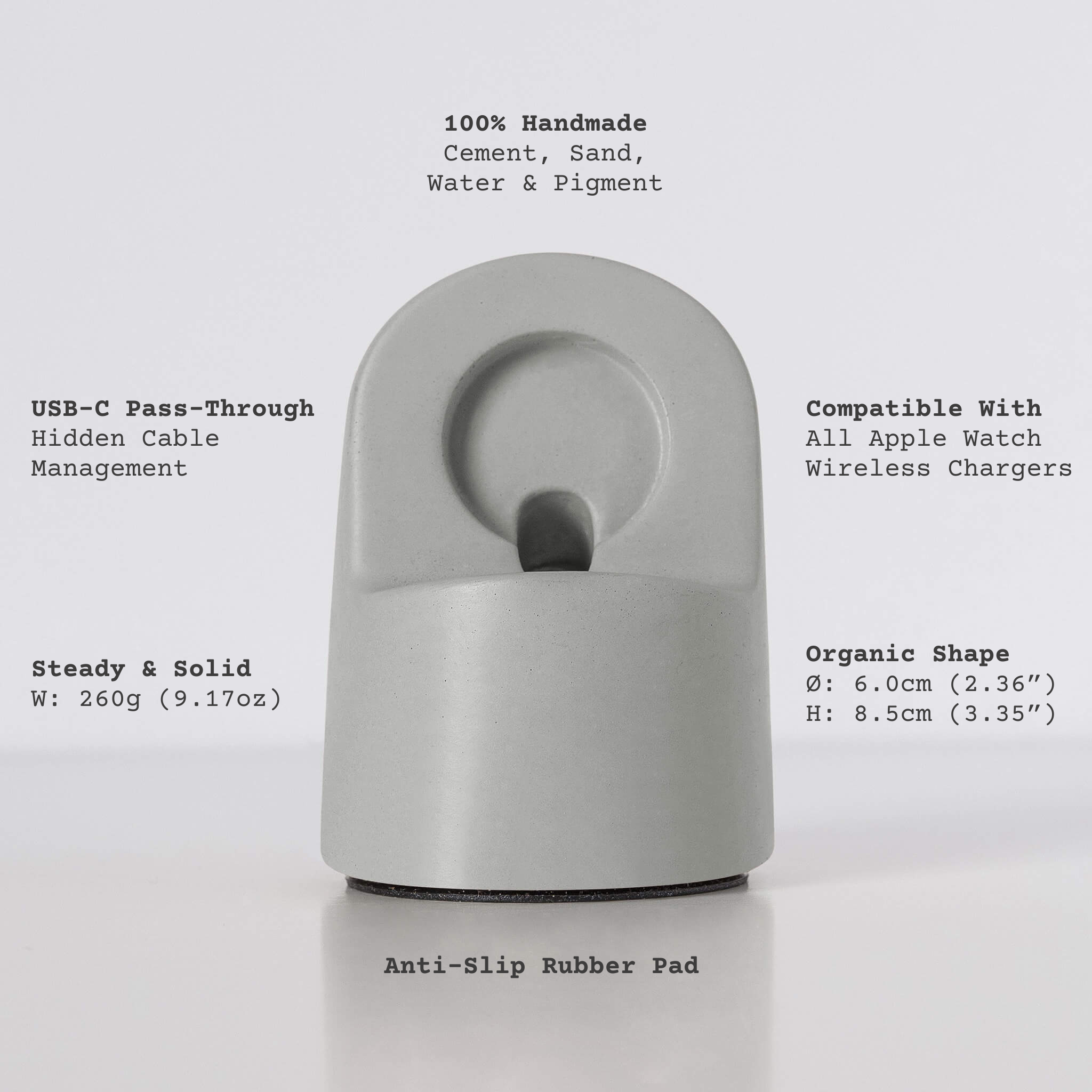 Concrete Stand For Smartwatch Wireless Charger