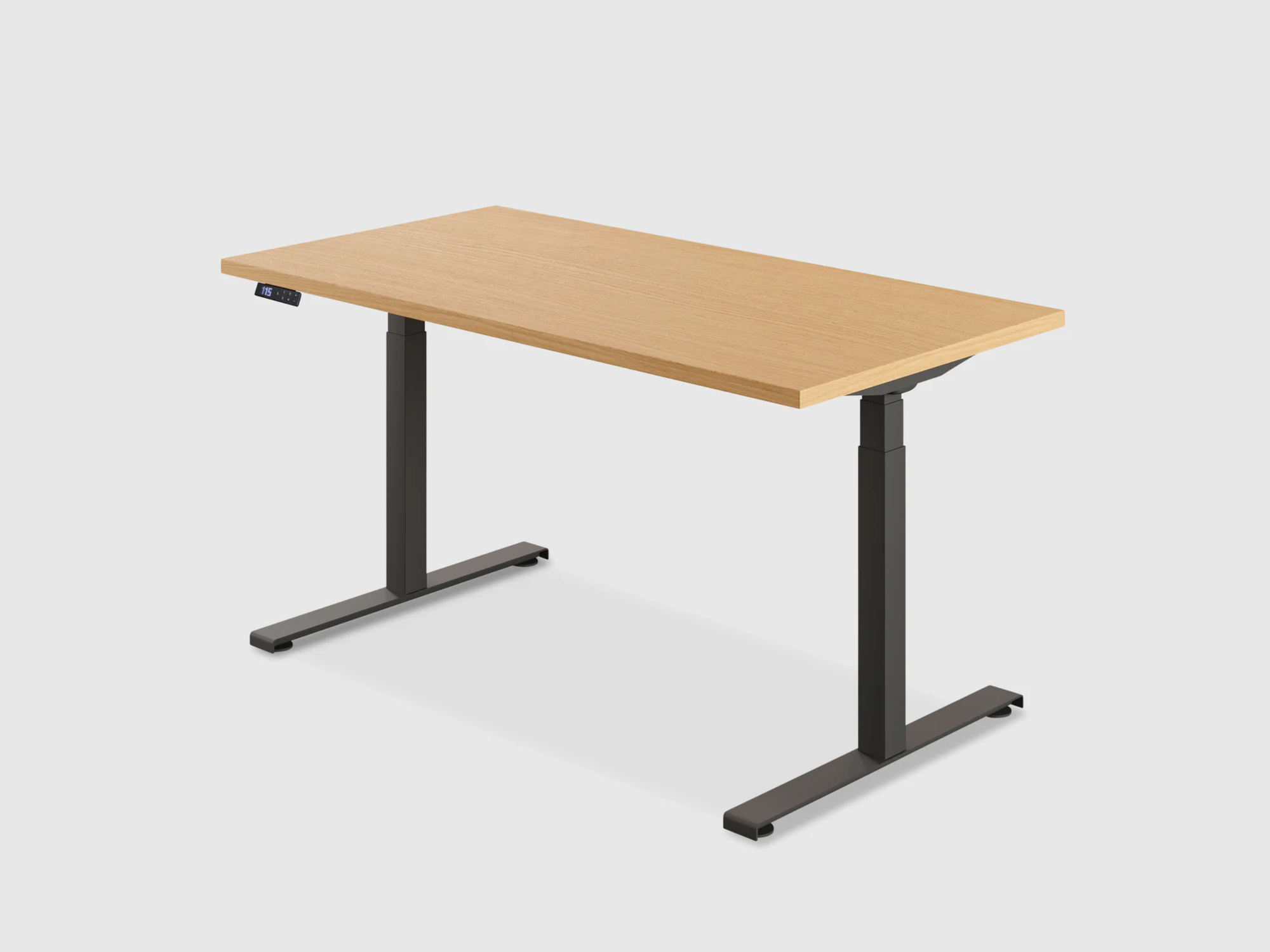 Sit-Stand Office Desk – Natural Oak Veneer-UnityCave.com