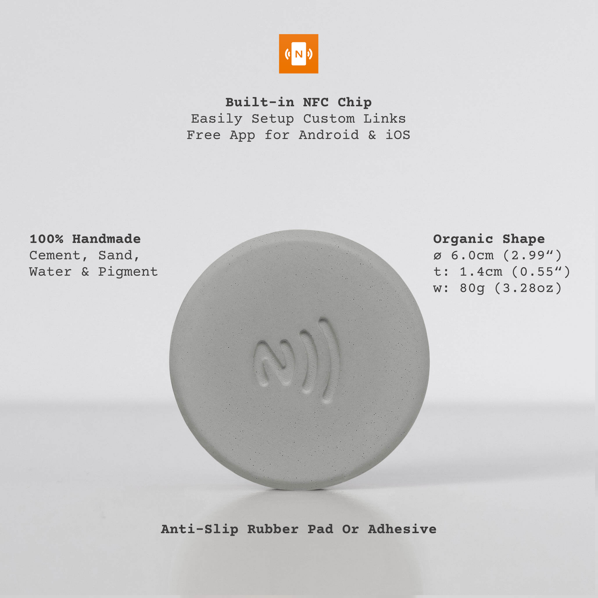 4 x Pack Concrete Pucks With Built-In NFC Chip