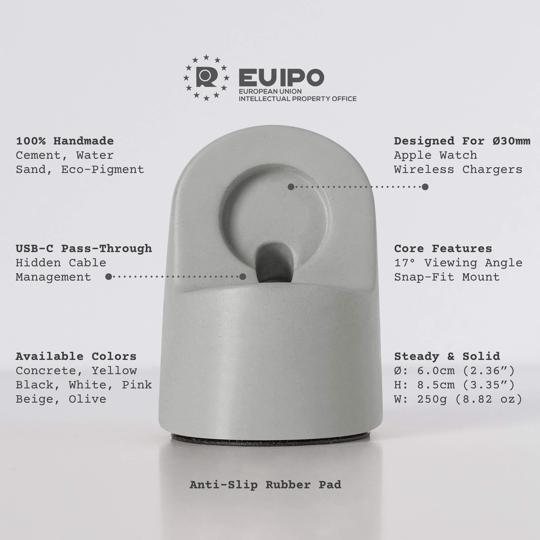 Concrete Wireless Charging Stand for Apple Watch